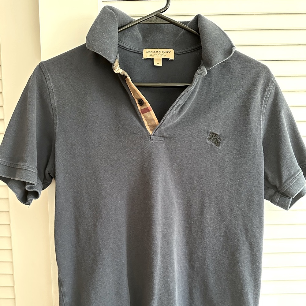 Burberry London Shirt Men's M Navy Short Sleeve Classic Polo